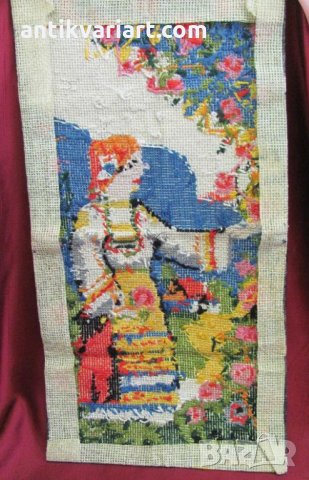 Стар Ръчно Шит Гоблен вълнени конци, снимка 4 - Гоблени - 27831853