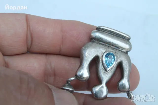 Дамско сребърно колие с естествени перли , планински кристал централен камък топаз, снимка 17 - Колиета, медальони, синджири - 50380165