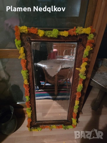 Старо огледало със масивна дървена рамка., снимка 4 - Антикварни и старинни предмети - 53113577