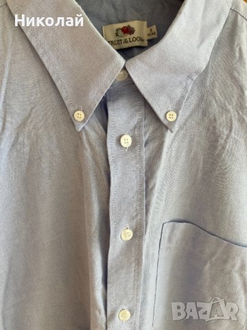 Мъжка риза Fruit of the Loom, тип Oxford, голям, размер, дълъг и къс ръкав, светлосин цвят, маркова , снимка 8 - Ризи - 38568384