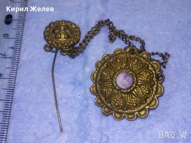 19в ВЪЗРОЖДЕНСКА РЯДКА БОГАТО ОРНАМЕНТИРАНА ДВОЙНА БРОНЗОВА ЗАБОДКА БРОШКА ЕТНО НАКИТ За НОСИЯ 34409, снимка 4 - Антикварни и старинни предмети - 39677495