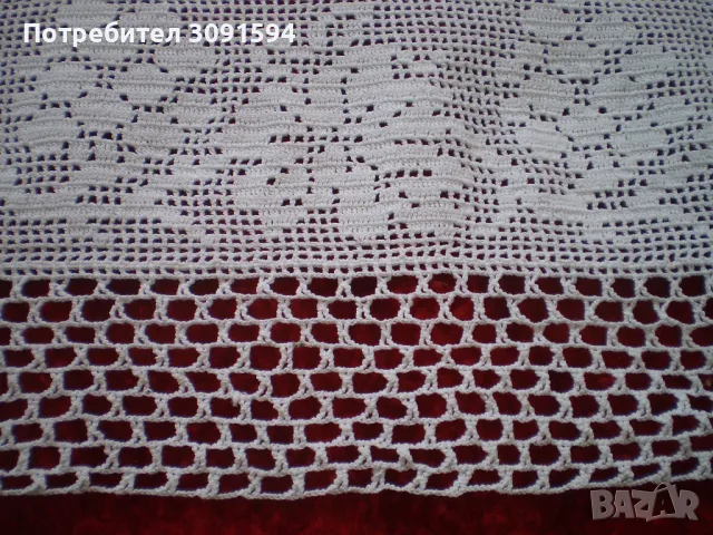 Красива бяла квадратна  плетена на една кука покривка, снимка 4 - Покривки за маси - 50181816