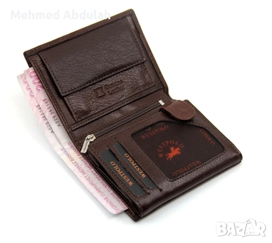 Мъжко портмоне с естествена кожа, снимка 3 - Портфейли, портмонета - 52620408