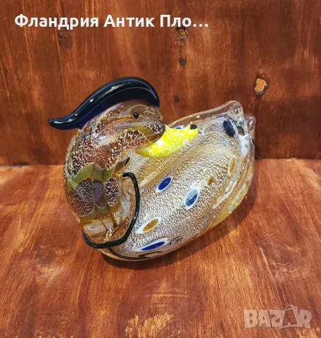 Декоративна фигура на патица от художествено стъкло – седяща поза, снимка 2 - Декорация за дома - 49646296