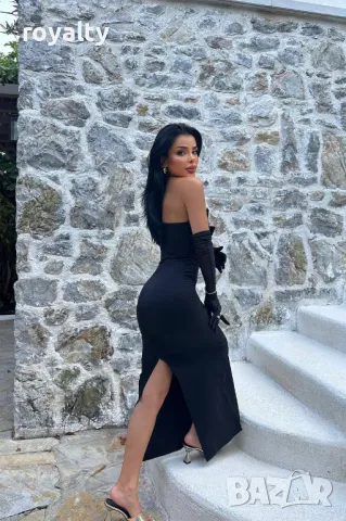 Елегантна черна еластична дамска рокля , снимка 2 - Рокли - 49489830