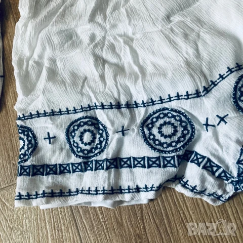 РАЗПРОДАЖБА Нов летен дамски бял гащеризон в бохо стил, с къс крачол размер 38 S/M, снимка 3 - Гащеризони - 50611912