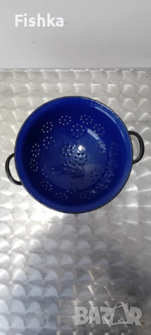 Немски метален емайлиран гевгир – 21 см, кралско синьо, снимка 4 - Прибори за хранене, готвене и сервиране - 53032877