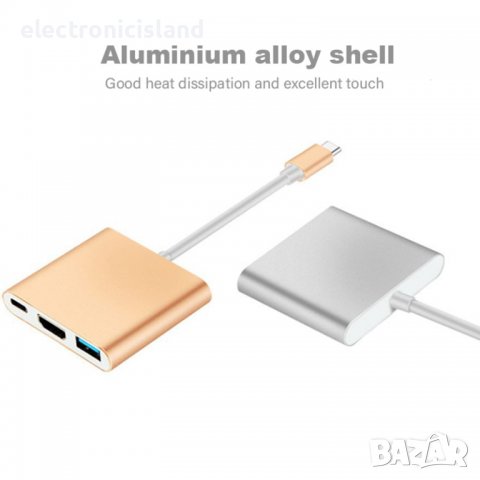 USB-C хъб Thunderbolt 3 адаптер USB C към HDMI съвместим 4K докинг станция PD зареждане за MacBook, снимка 5 - Кабели и адаптери - 38222479
