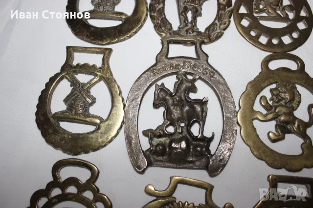 29 английски месингови медальони за коне, снимка 12 - Антикварни и старинни предмети - 49171544