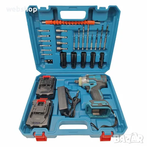 Професионален ударен Гайковерт 320Nm с куфар, аксесоари и 2 батерии, снимка 2 - Други инструменти - 47888220