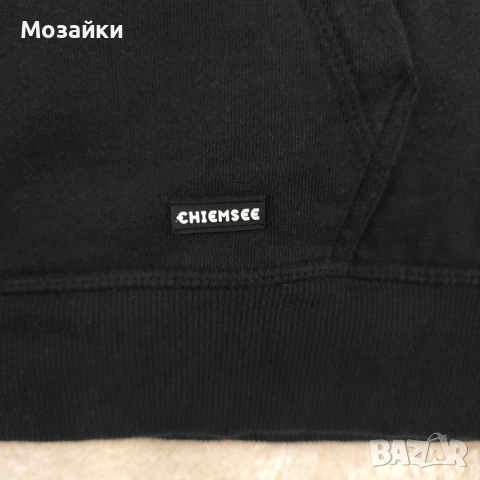 Chiemsee Hoodie XXL органичен памук, като ново, черен с тюркоазен принт, снимка 3 - Суичъри - 53596182