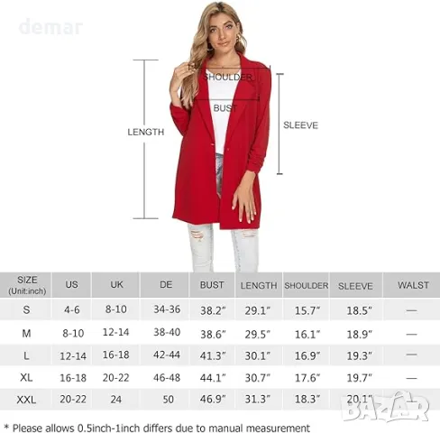 MINTLIMIT Дамско сако с дълъг ревер, вталено, с дълъг ръкав, с едно копче, черно, снимка 6 - Сака - 50035016