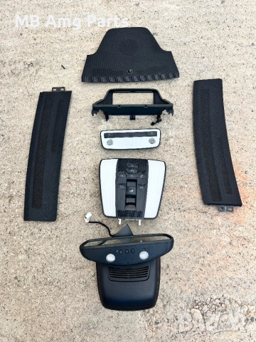 W218 Алкантара сенници огледало колонки плафони дръжки черни, снимка 4 - Части - 51884894