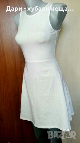 Бяла разкроена рокля от фино памучно трико🍀❤XS,S,S/M❤🍀арт.4252