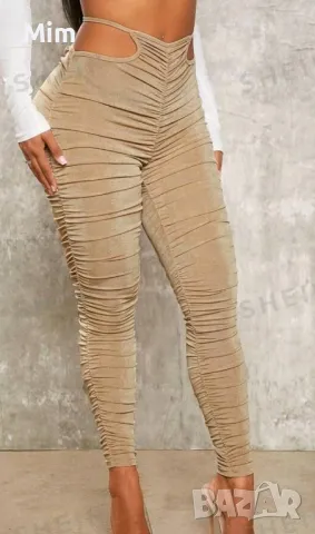 Еластичен набран клин в светло кафяво