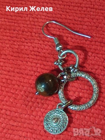 ПОСРЕБРЕНА МЕДНА СКЪПОЦЕННА АР НУВО ОРНАМЕНТИРАНА ОБЕЦА с РЪЧНО ПОЛИРАН КАМЪК ТИГРОВО ОКО 38230, снимка 15 - Обеци - 40933126