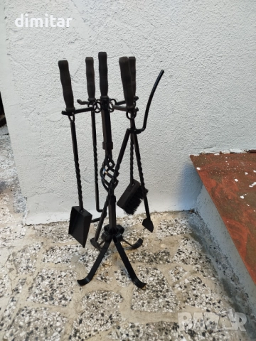 Комплект аксесоари за камина 4 в 1 от ковано желязо - 83 см, снимка 2 - Камини - 52752085