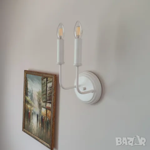 Модерен класически висящ полилей тип свещ /метал с дърво / 6 рамена, снимка 7 - Полилеи - 47424196