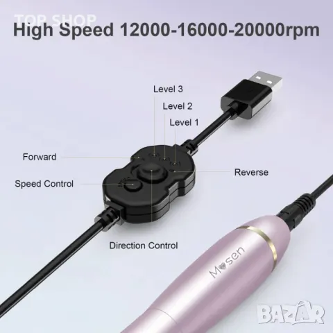 Електрическа шлифовъчна машина за нокти Mosen електрическа пила за нокти комплект за маникюр, снимка 2 - Продукти за маникюр - 49049714