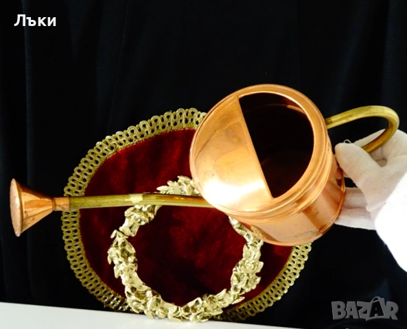 Медна лейка с душ 1 литър,перфектна. , снимка 3 - Антикварни и старинни предмети - 52381845