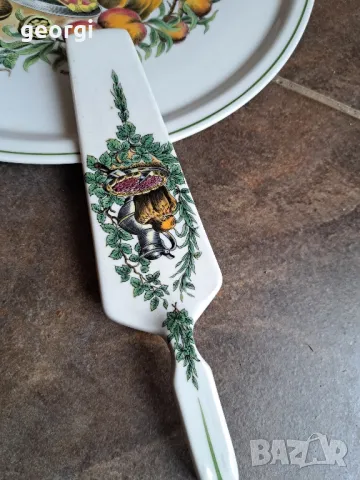 френско порцеланово плато за торта със шпатула Natures Mortes  7/1, снимка 4 - Форми - 49666083