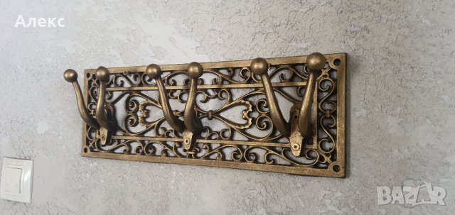 Масивна барокова закачалка, патина старо злато– Чугун., снимка 5 - Закачалки - 37685625
