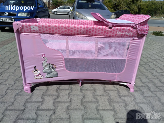 LORELLI Детска кошара на 2 нива с повивалник MOONLIGHT розов, снимка 8 - Кошарки - 53565231