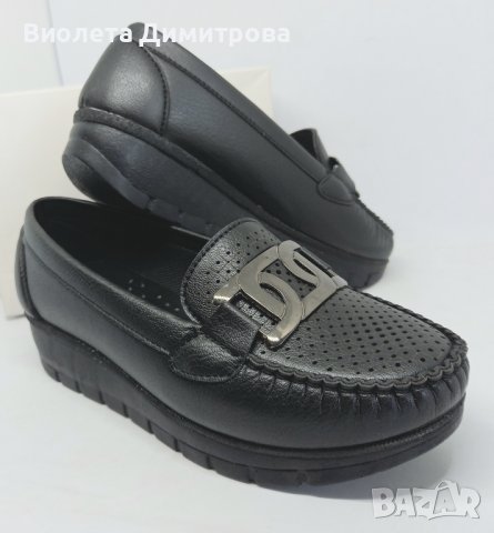  Дамски черни мокасини Ezel Shoes на платформа, снимка 2 - Дамски ежедневни обувки - 39200925