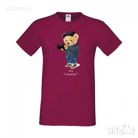Мъжка тениска bear Say Cheese,Мече,Меченце,Животно, Играчка,Изненада,Подарък,Повод,, снимка 4 - Тениски - 37293777