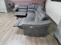 Кафяв ъглов диван от плат La-z-boy с електрически релаксиращ механизъм, снимка 6