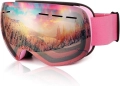 Очила за ски и сноуборд - UV защита, против замъгляване - OTG, розова рамка - светлорозови лещи, снимка 1