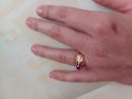 Руски златен пръстен с рубин, снимка 2