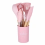 Комплект тенджери + подарък кухненски прибори розов, черен или зелен цвят DJ37+TV1316, снимка 3
