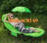 Сгъваемо походно легло тип шезлонг с чадър, градински шезлонг до 200 кг, зелен цвят, снимка 3