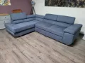 Сив ъглов диван от плат с фунция сън и ракла, снимка 11