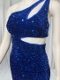 Синя рокля с пайети асиметрична едно рамо ХИТ, снимка 8