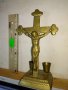 Старо КРАСИВО МАСИВНО НАСТОЛНО БРОНЗОВО РАЗПЯТИЕ КРЪСТ с ДВЕ КАНДИЛЦА 42678, снимка 7