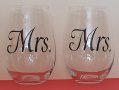 Декорирани стъклени чаши  Mrs.