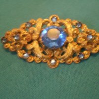 антикварна брошка  сини кристали , снимка 3 - Антикварни и старинни предмети - 37983099
