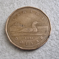 Монета. Канада . 1 долар . 1990 г., снимка 1 - Нумизматика и бонистика - 44857116