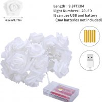 Нови LED светлини рози USB Лампички на батерия за украса декорация дом, снимка 2 - Декорация за дома - 37933630