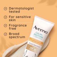 Aveeno Face CALM+RESTORE Подхранващ ежедневен овлажняващ крем за лице SPF30, без аромати, 50 ml, снимка 2 - Козметика за лице - 43938288