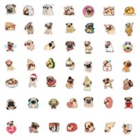 50 бр мопс кучета куче самозалепващи лепенки стикери за украса декор картонена торта, снимка 5 - Други - 35131433