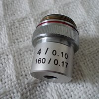Обектив 4/0.10 микроскоп Optech Germany, снимка 1 - Медицинска апаратура - 32864819