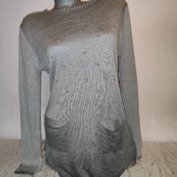 Сив пуловер с джобове р-р М , снимка 2 - Блузи с дълъг ръкав и пуловери - 43134618
