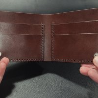Минималистични кожени портфейли за мъже - бифолд, ръчна изработка., снимка 7 - Портфейли, портмонета - 43976771