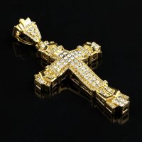 Хип - Хоп кръст / Hip Hop Cross - Бижу - Gold, снимка 5 - Колиета, медальони, синджири - 37529568