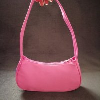 Текстилна малка дамска чанта за рамо в розов цвят, снимка 3 - Чанти - 43734395
