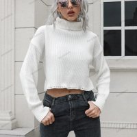 Дамски шикозен къс пуловер, 3цвята - 023, снимка 4 - Блузи с дълъг ръкав и пуловери - 43245814