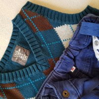 Дънки и пуловер 9-12 месеца, снимка 2 - Бебешки дънки - 28364447